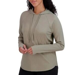 Sage Collective Womens Gray Ribbed Long Sleeve Hoodie Pullover Top Large NEW